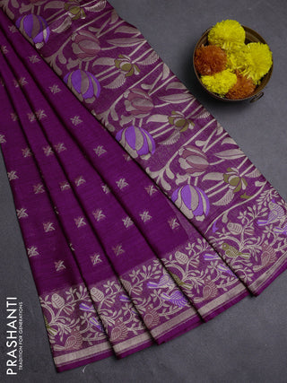 Purple Semi Tussar Saree - Butta