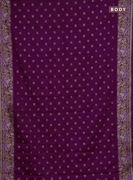 Purple Semi Tussar Saree - Butta