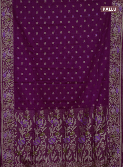 Purple Semi Tussar Saree - Butta