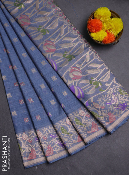 Grey Semi Tussar Saree - Butta
