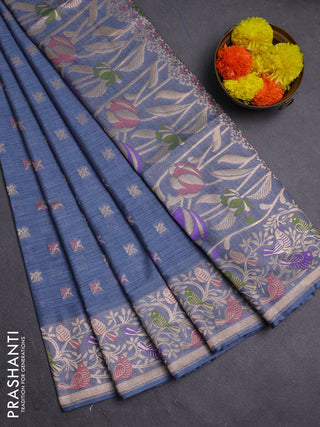 Grey Semi Tussar Saree - Butta