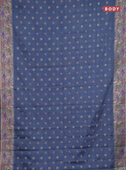 Grey Semi Tussar Saree - Butta