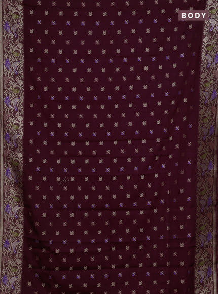 Wine Semi Tussar Saree - Butta