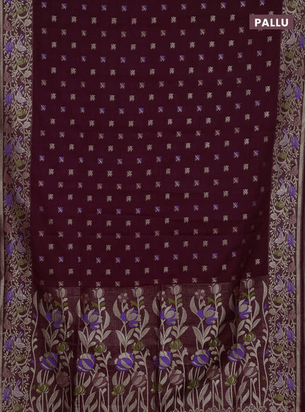 Wine Semi Tussar Saree - Butta