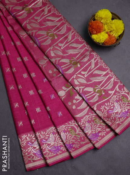 Pink Semi Tussar Saree - Butta
