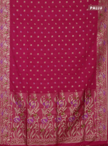 Pink Semi Tussar Saree - Butta
