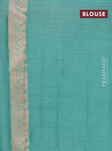 Teal Green Semi Tussar Saree - Butta