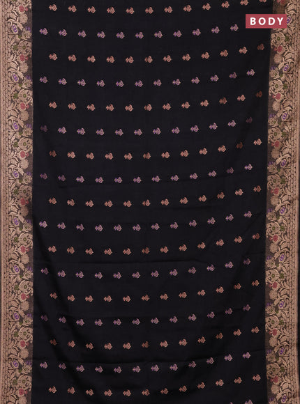 Black Semi Tussar Saree - Butta