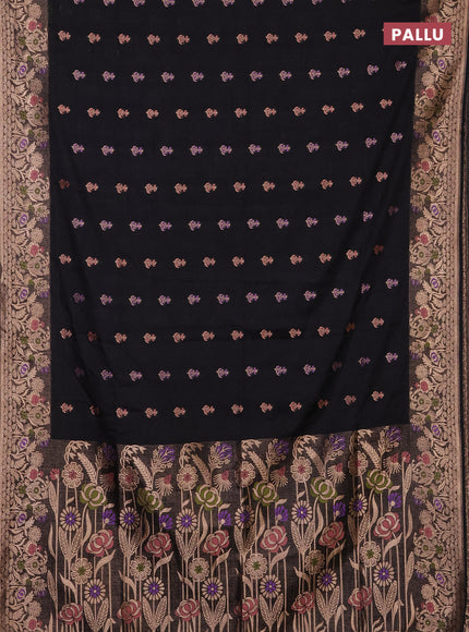 Black Semi Tussar Saree - Butta