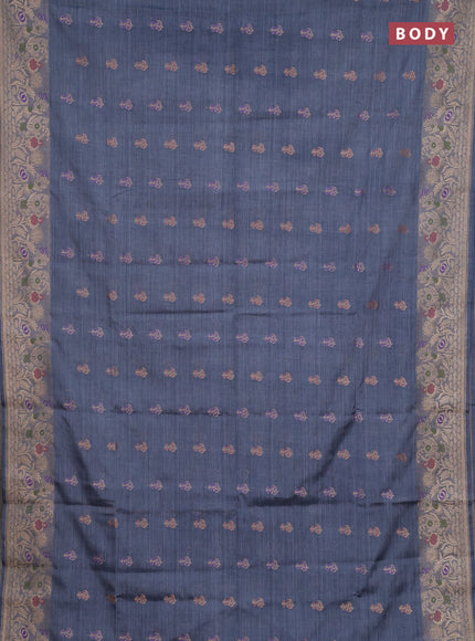 Grey Semi Tussar Saree - Butta