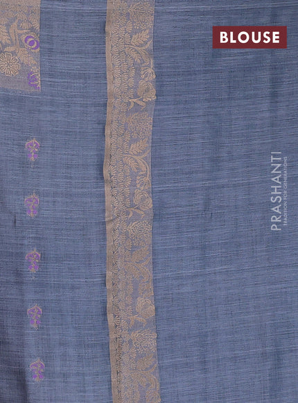 Grey Semi Tussar Saree - Butta