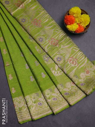 Light Green Semi Tussar Saree - Butta