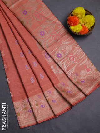 Peach Semi Tussar Saree - Butta