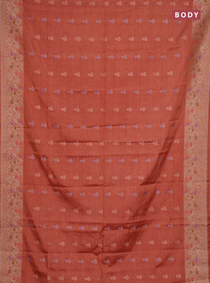 Peach Semi Tussar Saree - Butta