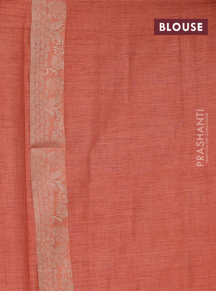 Peach Semi Tussar Saree - Butta
