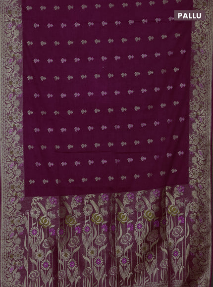 Purple Semi Tussar Saree - Butta