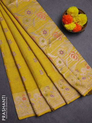 Yellow Semi Tussar Saree - Butta