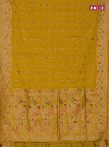 Yellow Semi Tussar Saree - Butta