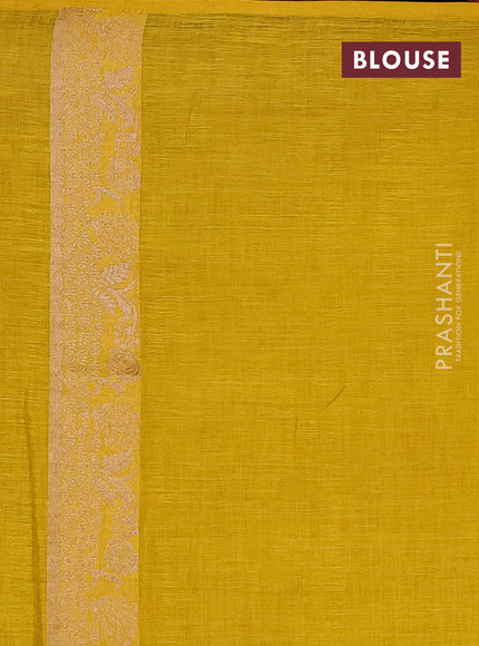 Yellow Semi Tussar Saree - Butta