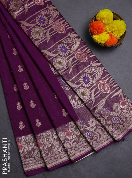 Purple Semi Tussar Saree - Butta