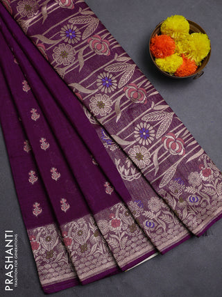 Purple Semi Tussar Saree - Butta