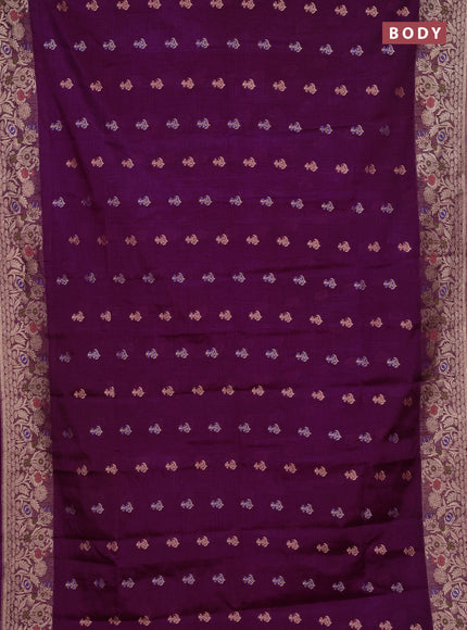Purple Semi Tussar Saree - Butta