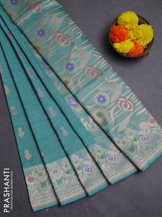 Pastel Green Semi Tussar Saree - Butta