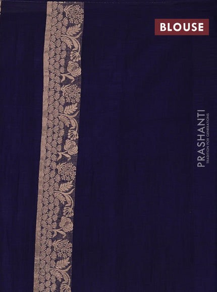 Navy Blue Semi Tussar Saree - Butta