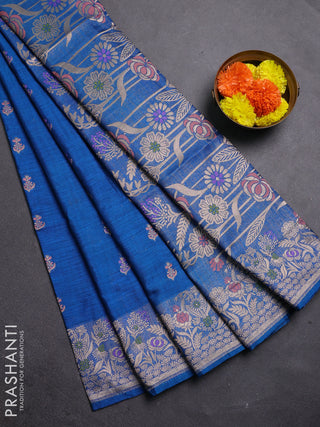 Cs Blue Semi Tussar Saree - Butta