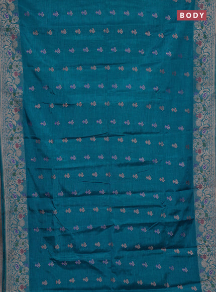 Teal  Semi Tussar Saree - Butta