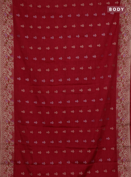 Red Semi Tussar Saree - Butta