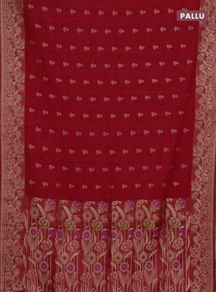 Red Semi Tussar Saree - Butta
