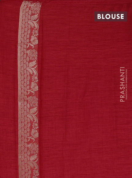 Red Semi Tussar Saree - Butta