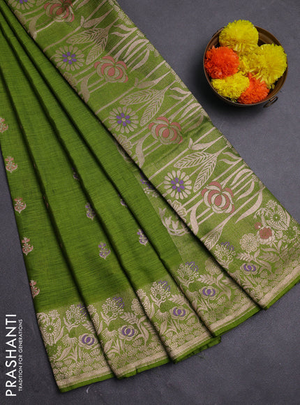 Light Green Semi Tussar Saree - Butta