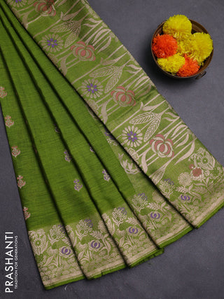 Light Green Semi Tussar Saree - Butta