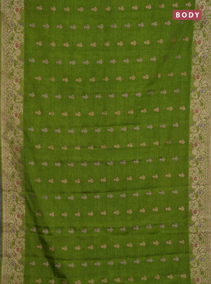 Light Green Semi Tussar Saree - Butta