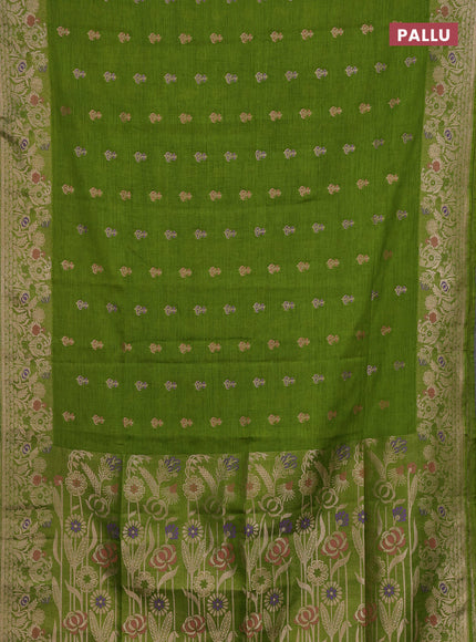 Light Green Semi Tussar Saree - Butta