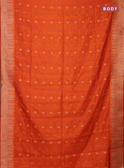 Rustic Orange Semi Tussar Saree - Butta