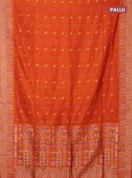 Rustic Orange Semi Tussar Saree - Butta
