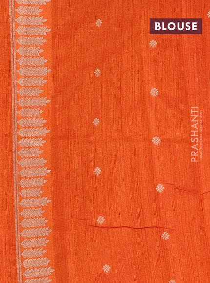 Rustic Orange Semi Tussar Saree - Butta