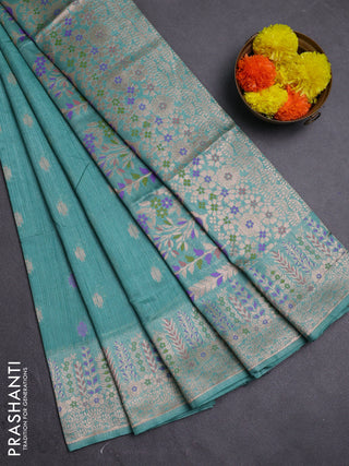 Pastel Green Semi Tussar Saree - Butta