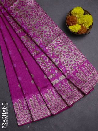 Magenta Pink Semi Tussar Saree - Butta