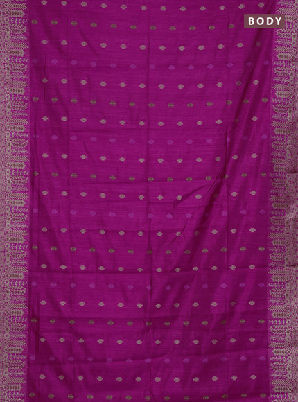 Magenta Pink Semi Tussar Saree - Butta