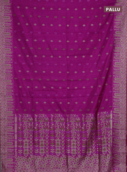 Magenta Pink Semi Tussar Saree - Butta