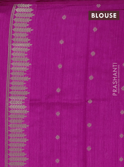 Magenta Pink Semi Tussar Saree - Butta