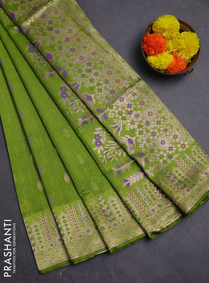 Light Green Semi Tussar Saree - Butta