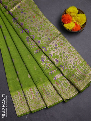 Light Green Semi Tussar Saree - Butta