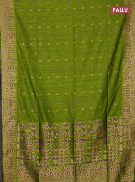 Light Green Semi Tussar Saree - Butta