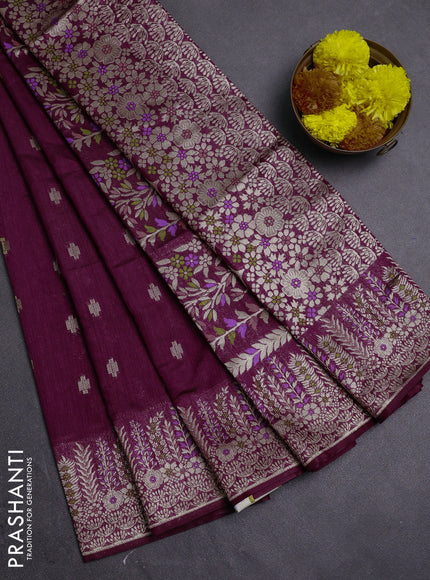 Wine  Semi Tussar Saree - Butta
