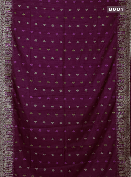 Wine  Semi Tussar Saree - Butta